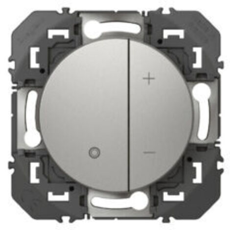 Legrand – Variateur de lumière 2 fils sans neutre 125W LED – Réglage d'intensité – Compatible avec lampes dimmables et halogènes – Finition aluminium