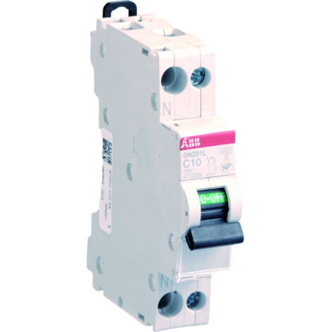 ABB – Disjoncteur unipolaire 10A – Courbe C pour charges résistives – 1 module à vis – Protection circuits électriques domestiques (1/4)