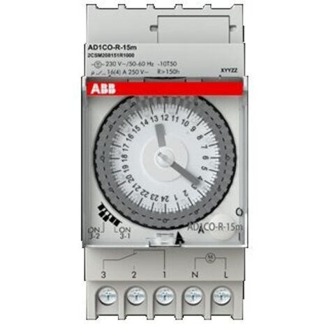 Horloge analogique 24 heures 1 canal 3 modules Gris - ABB