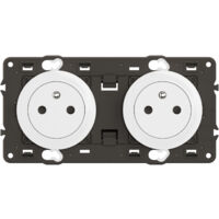 Legrand – Double prise 2P+T Surface Céliane précâblée – Enjoliveurs blanc – Connexion rapide sans outil – Éclips de protection enfants