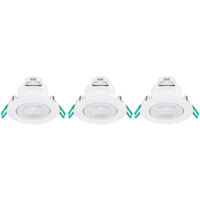 Sylvania – Lot de 3 spots LED encastrables IP65 500LM 4000K – Fixation murale et plafond – Corps en polycarbonate ultra-fin 47mm