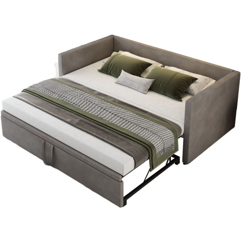 Dolamaní Letto Giornaliero 90/180x200 cm Con Ospiti, Estraibile Stessa Altezza, Allungabile per Matrimoniale, Divano per Adulti 2 Persone (Grigio Scuro