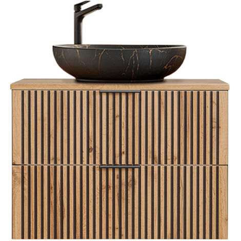 Mueble lavabo individual 80cm Gaia Madera y Negro - Lavabo Negro
