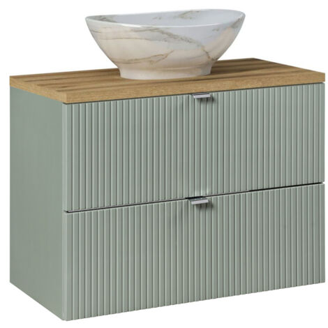 Mueble lavabo individual 80cm 2 cajones Jade Verde y Madera
