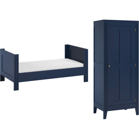 Lit bébé évolutif et armoire 1 porte Vox Milenne Bleu