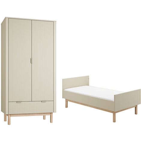 Lit évolutif 70x140 et armoire 2 portes Pinio Miloo Champagne (1/5)