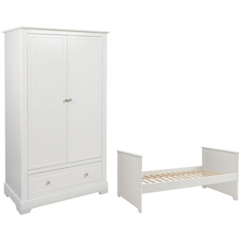 Lit évolutif 70x140 et armoire 2 portes Bellamy Marylou Blanc (1/5)