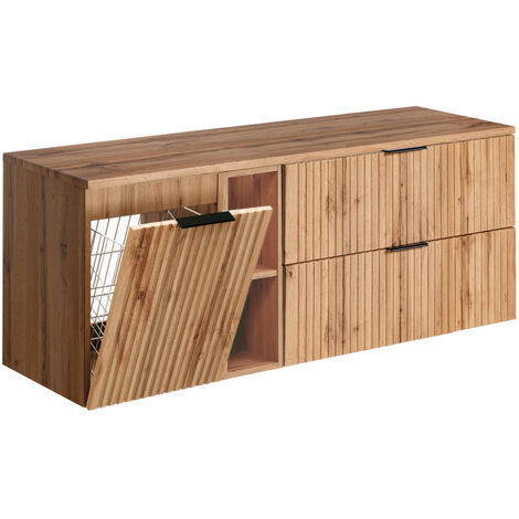 Mueble bajo lavabo 140cm 2 compartimientos cesto de ropa Adriel Madera (1/5)