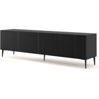 Mueble de TV RAVENNA B 200 cm 4D negro mate + patas