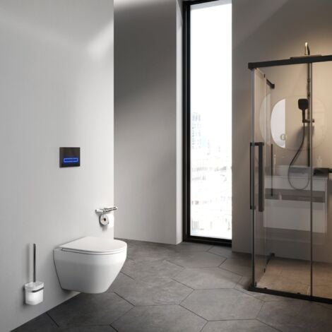 AM.PM Hänge-WC Spülrandlos Wand WC Tiefspüler WC Toilette für Gäste-WC Hänge-WC FlashClean aus Keramik mit Softclosing-Sitzabdeckung