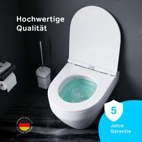 AM.PM Hänge-WC Spülrandlos Wand WC Tiefspüler WC Toilette für Gäste-WC Hänge-WC FlashClean aus Keramik mit Softclosing-Sitzabdeckung