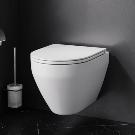 AM.PM Hänge-WC Spülrandlos Wand WC Tiefspüler WC Toilette für Gäste-WC Hänge-WC FlashClean aus Keramik mit Softclosing-Sitzabdeckung
