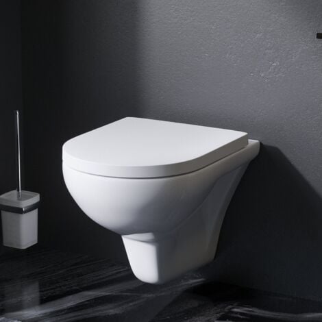 AM.PM Hänge-WCs, WC, Toilette, hänge WC spülrandlos, hänge WC, WC spülrandlos, Wand WC, WC-Becken inkl. WC-Sitz mit Softclose-Absenkautomatik