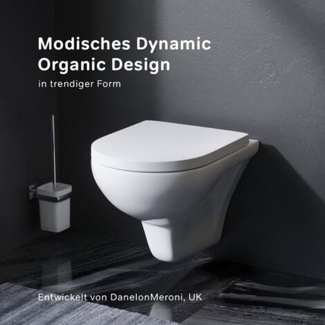 AM.PM Hänge-WCs, WC, Toilette, hänge WC spülrandlos, hänge WC, WC spülrandlos, Wand WC, WC-Becken inkl. WC-Sitz mit Softclose-Absenkautomatik