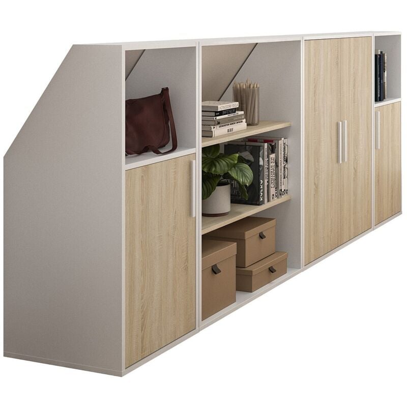 Armoire De Bureau  Meuble Sous Pente 6 Portes Et 2