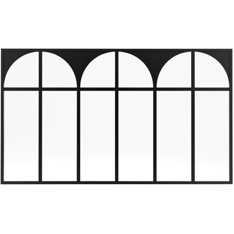 Vente-Unique – Verrière atelier art déco en aluminium thermolaqué noir 180 x 105 cm – Verre trempé 4 mm – Soubassement pour intérieur
