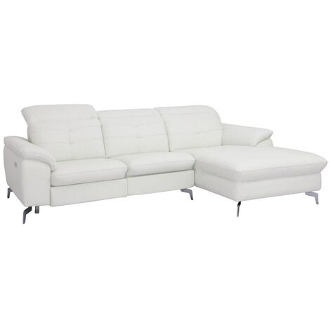 Vente-Unique – Canapé d'angle relax électrique 4 places en cuir de buffle – Angle droit – 3 têtières ajustables – Charge max 480 kg – Dimensions 250x170 cm (1/5)