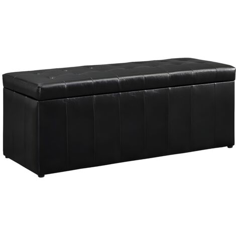 Banc coffre de rangement CONCIERTO en simili - Noir (1/4)