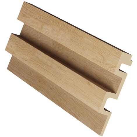 Vente-Unique – Panneau décoratif mural en polystyrène – Lot de 8 pièces – 2.83 m² – Couleur bois naturel – Résistant à l'eau et anti-moisissure (1/3)