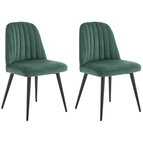 Chaises confortables velours vert et métal noir ELEANA style vintage