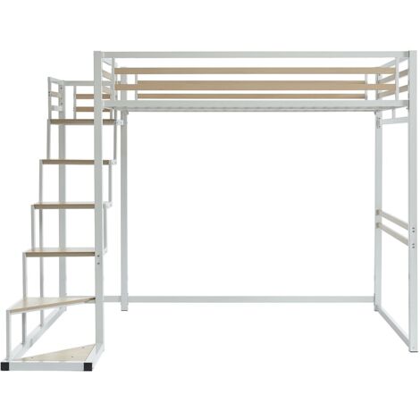 Lit En Métal Avec Cadre De Lit, Lit Mezzanine Avec Bureau Et Deux