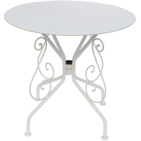 Table de jardin D.80 cm en métal façon fer forgé  - Blanc - GUERMANTES de MYLIA