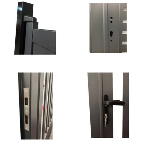 Portail battant aluminium semi ajouré à motifs L357 x H172 cm anthracite LABRIT II