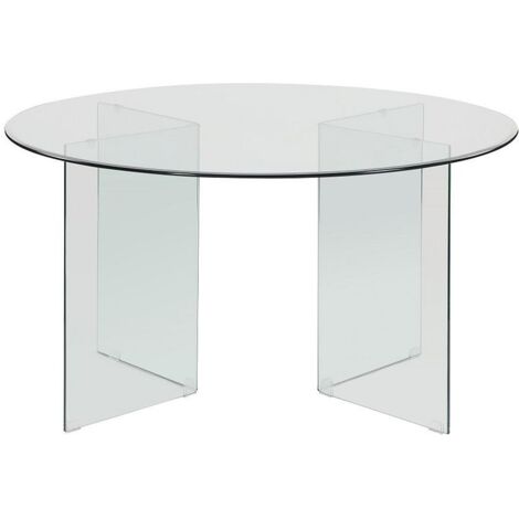 Vente-Unique – Table de salle à manger ronde en verre trempé 6 personnes – Épaisseur 12 mm – Charge max 80 kg – Hauteur 77 cm – Design moderne (1/2)