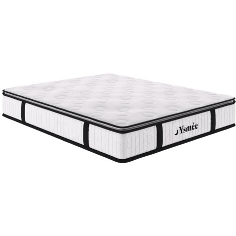 Vente-Unique – Matelas ressorts ensachés 140 x 190 cm avec surmatelas intégré ép. 28 cm – Accueil moelleux – Coutil 100 % polyester – Soutien équilibré