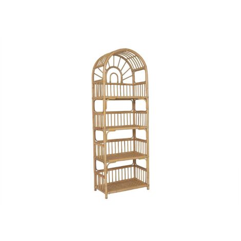Vente-Unique – Etagère en rotin naturel clair – 4 étagères tressées – Dimensions 65x35x180 cm – Charge 5 kg par étagère – À monter soi-même