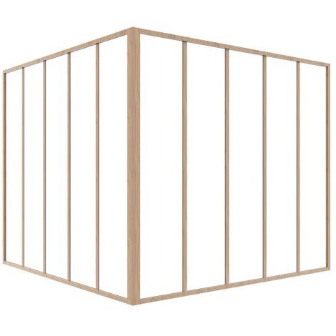 Verrière d'angle d'atelier en aluminium thermolaqué - L150 x L150 x H130 - Naturel clair - BAYVIEW
