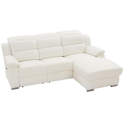 Fauteuil relax électrique en cuir blanc ARENA III main image 1