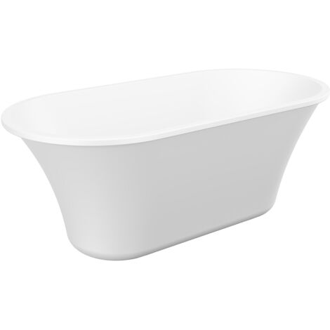 Vente-Unique – Baignoire îlot blanche 193 L – Acrylique brillant – 150 x 75 x 58 cm – Bonde clic-clac incluse – Tablier non démontable