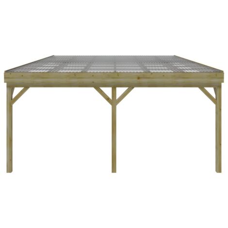 Carport Adossé HELENE - Abri Voiture En Bois Et Toit PVC 15m² - Protection Solaire Et Intempéries