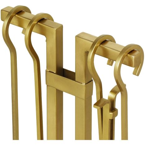 Serviteur De Cheminée En Laiton, Porte-outils Foyer, état Fonctionnel