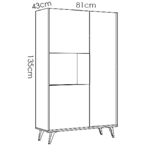 Buffet haut KOLYMA - 3 portes & 1 niche - Coloris : Chêne & Anthracite