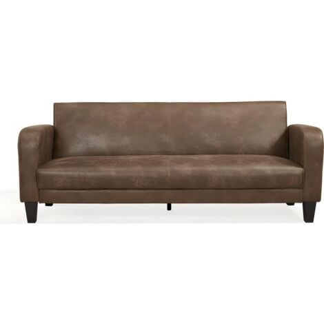 Canapé club 3 places convertible INICIO en microfibre aspect cuir vieilli