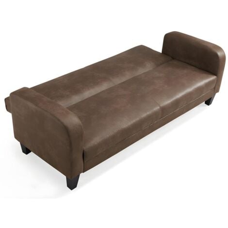 Canapé club 3 places convertible INICIO en microfibre aspect cuir vieilli