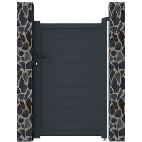 Vente-Unique – Portillon battant aluminium plein 103 x 166 cm gris anthracite – Résistant aux intempéries – Design plein pour occultation