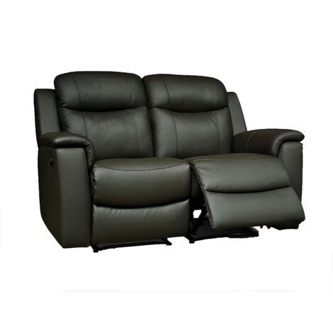 Vente-Unique – Canapé relax 2 places en cuir noir – Système de levier pour dossier et repose-pieds – Résistant et facile à entretenir