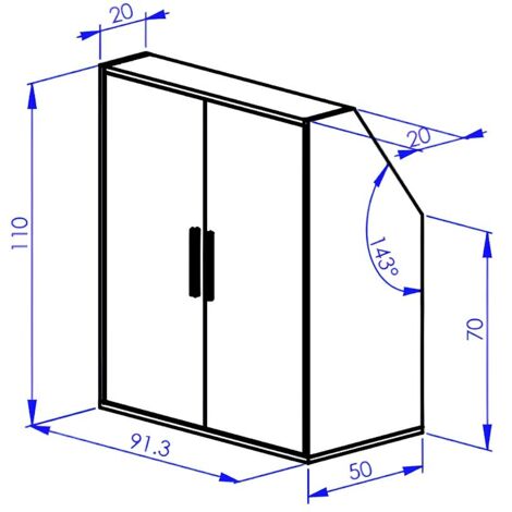 Meuble Sous Pente 2 Portes 4 étagères - Pour Chambre Mansardée, Dimensions 100x80x51,5 Cm, Blanc, Rangement Optimisé Sous Toit Incliné