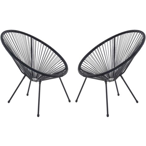 Lot de 2 fauteuils de jardin en fils de résine tressés - Noir - ALIOS III de MYLIA (1/5)