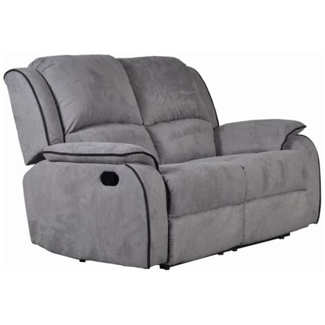 Vente-Unique – Canapé 2 places relax en microfibre – Mécanisme inclinable manuel – Charge maximale 240 kg – Longueur 158 cm – Gris