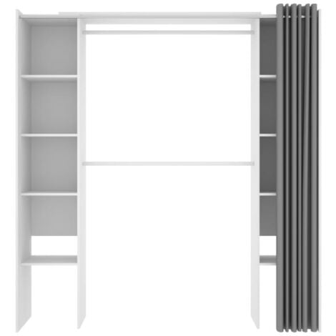 Dressing extensible DORIAN avec rideau - L110/180 cm - Coloris : Blanc et gris
