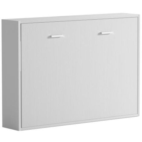 Lit escamotable 140 x 200 cm - Ouverture horizontale manuelle - Blanc - MALINA II