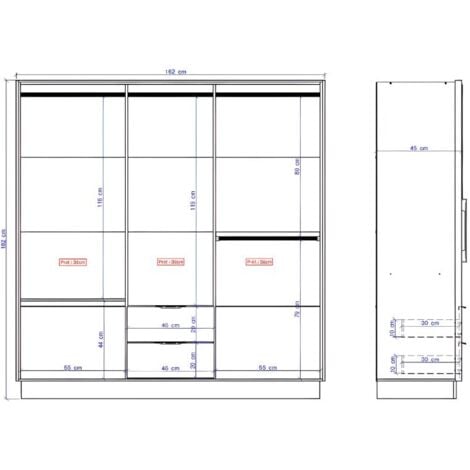 Armoire 6 portes et 2 tiroirs - L162 cm - Coloris : Naturel - FEOVA