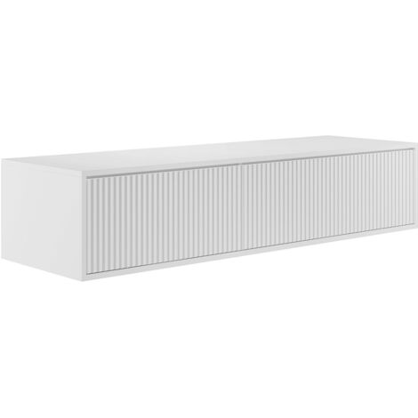 Vente-Unique – Meuble sous vasque simple 150 cm – Blanc mat – 2 tiroirs coulissants push to open – Éco-responsable fabriqué en Europe