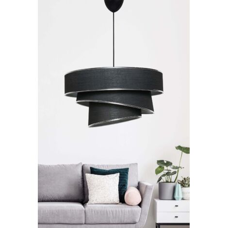 Greenice – Suspension en métal noir et argenté – Hauteur ajustable 30-70 cm – Diamètre 40 cm – Indice de protection IP20 – Douille E27