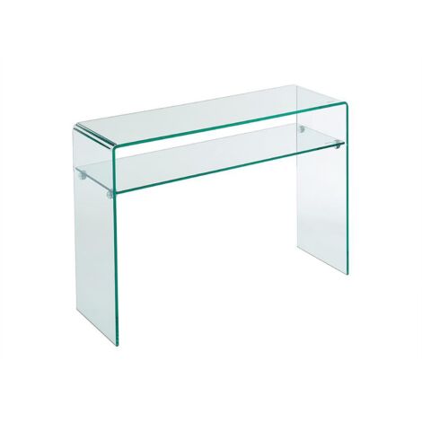 Vente-Unique – Console en verre trempé 110 cm – 1 niche – Épaisseur 12 mm – Charge 50 kg – Design minimaliste transparent