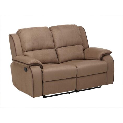 Vente-Unique – Canapé relax 2 places en microfibre taupe – Inclinaison 160° – Garnissage haute résilience – Structure bois et métal